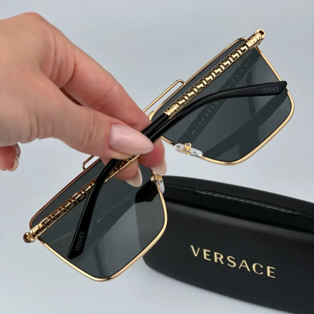 Versace VE2266 100287 BRAND NEW Sunglasses Gold Dark Grey Pilot Unisex